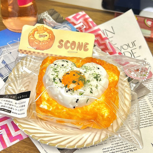 Fried Egg Toast Taba Squishy Toy